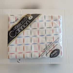 Vintage Monticello Cannon Twin Flat Sheet‎ Pinwheel Style 285 No Iron